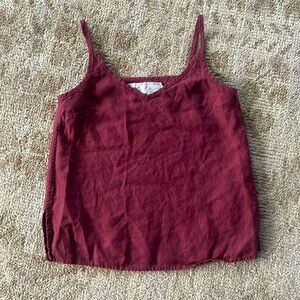 notPERFECTLINEN Sorrento Linen Tank Top Red Wine